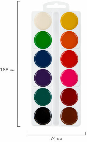 Краски акварельные ЮНЛАНДИЯ "ДОМИКИ", 12 цветов, медовые, круглые кюветы, 192550