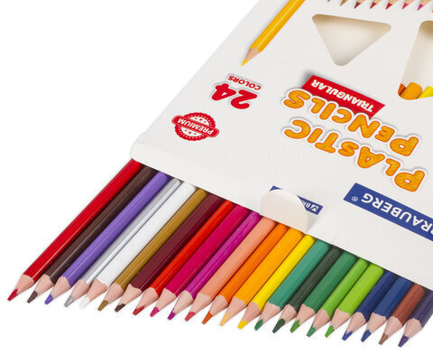 Карандаши цветные BRAUBERG PREMIUM, 24 цвета, трехгранные, грифель мягкий 3 мм, 181663