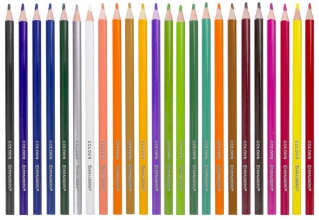 Карандаши цветные BRAUBERG PREMIUM, 24 цвета, трехгранные, грифель мягкий 3 мм, 181663