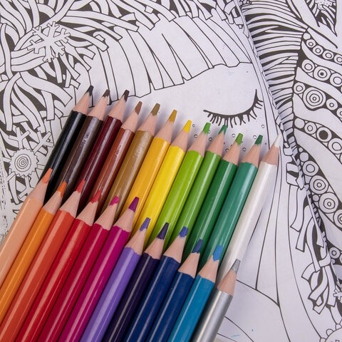 Карандаши цветные BRAUBERG PREMIUM, 24 цвета, трехгранные, грифель мягкий 3 мм, 181663