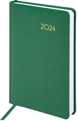 Ежедневник датированный 2024 А5 138x213 мм BRAUBERG "Select", балакрон, зеленый, 114878