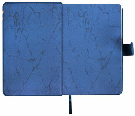 Ежедневник датированный 2024 А5 138x213 мм BRAUBERG "Goldy", под кожу, цветной срез, синий, 114978