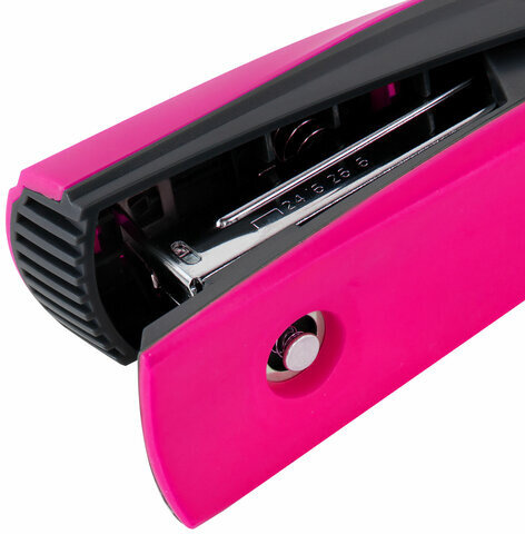 Степлер №24/6, 26/6 BRAUBERG "SUPER", до 30 листов, маджента и черный, 272740