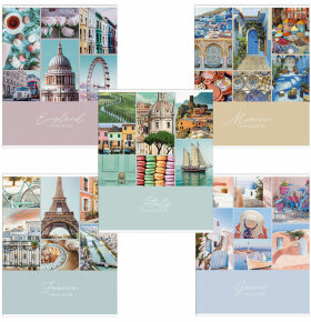 Тетрадь А5, 48 л., HATBER-ECO скоба, офсет №2 ЭКОНОМ, клетка, обложка мелованная бумага, &quot;Travelbook&quot;, 48Т5D1