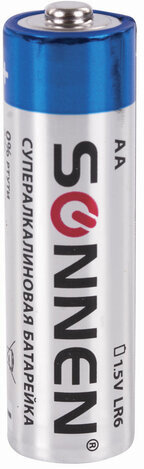Батарейки КОМПЛЕКТ 10 шт., SONNEN Super Alkaline, АА (LR06,15А), алкалиновые, пальчиковые, в коробке, 454231