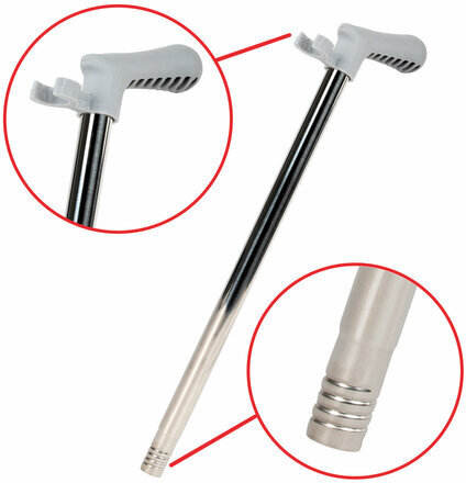 Совок для мусора + щетка на длинных рукоятках 77 см (металл), бело-серый, разборный, LAIMA, 608947