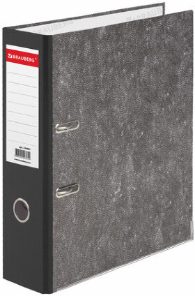 Папка-регистратор BRAUBERG, фактура стандарт, с мраморным покрытием, 75 мм, черный корешок, 220987