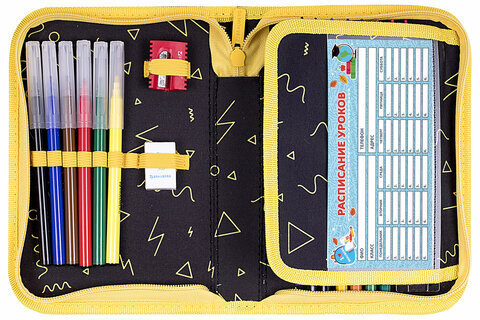 Пенал BRAUBERG с наполнением, 1 отделение, 1 откидная планка, 24 предмета, 21х14 см, "Rebel", 271528