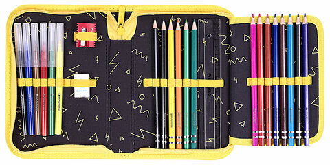 Пенал BRAUBERG с наполнением, 1 отделение, 1 откидная планка, 24 предмета, 21х14 см, "Rebel", 271528