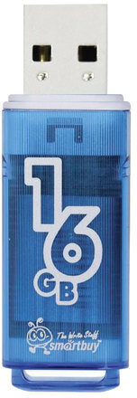 Флеш-диск 16 GB, SMARTBUY Glossy, USB 2.0, синий, SB16GBGS-B