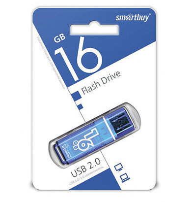 Флеш-диск 16 GB, SMARTBUY Glossy, USB 2.0, синий, SB16GBGS-B