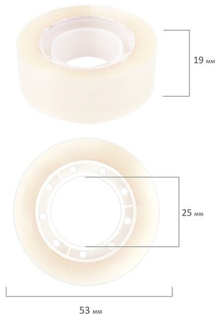Клейкие ленты 19 мм х 33 м канцелярские BRAUBERG, комплект 12 шт., прозрачные, 223125