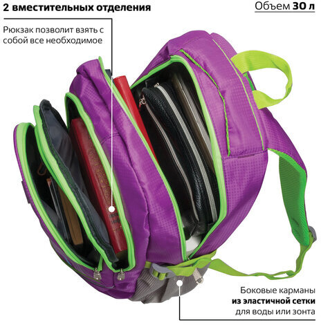 Рюкзак BRAUBERG для старших классов/студентов/молодежи, "Крокус", 30 литров, 46х34х18 см, 225521