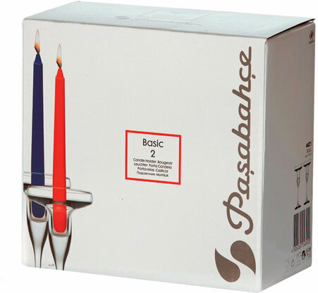 Подсвечник, 170 мм, КОМПЛЕКТ 2 штуки, стекло, PASABAHCE "БЕЙЗИК", фирменная коробка, 44021