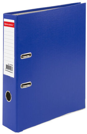 Папка-регистратор, покрытие пластик, 75 мм, ПРОЧНАЯ, с уголком, BRAUBERG, синяя, 226596