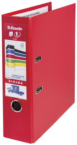 Папка-регистратор ESSELTE "VIVIDA Plus", А4+, с двухсторонним покрытием из пластика, 80 мм, красная, 81183