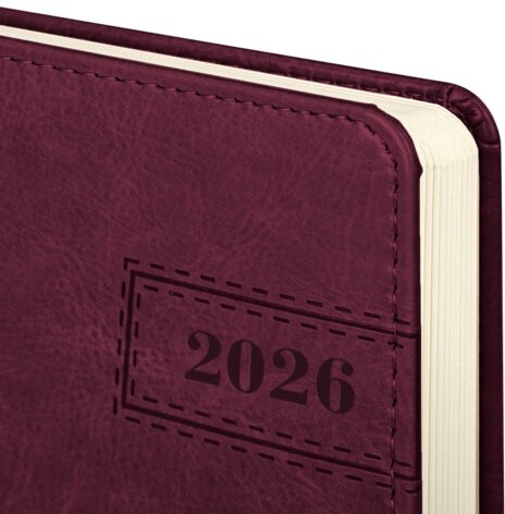 Ежедневник датированный 2026 А5 138x213 мм, BRAUBERG "Imperial", под кожу, бордо, 117060