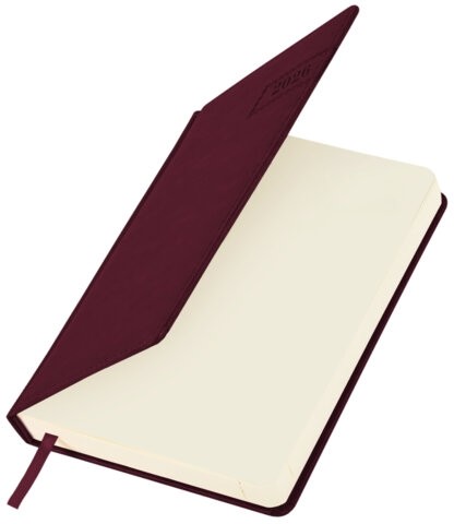 Ежедневник датированный 2026 А5 138x213 мм, BRAUBERG "Imperial", под кожу, бордо, 117060