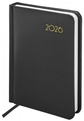 Ежедневник датированный 2026, МАЛЫЙ ФОРМАТ 100х150 мм, А6, BRAUBERG &quot;Select&quot;, балакрон, черный, 117260