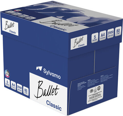 Бумага офисная А4, 80 г/м2, 500 л., марка В, BALLET CLASSIC, ColorLok, Россия, 153% (CIE)