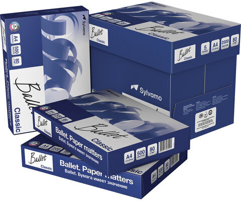 Бумага офисная А4, 80 г/м2, 500 л., марка В, BALLET CLASSIC, ColorLok, Россия, 153% (CIE)