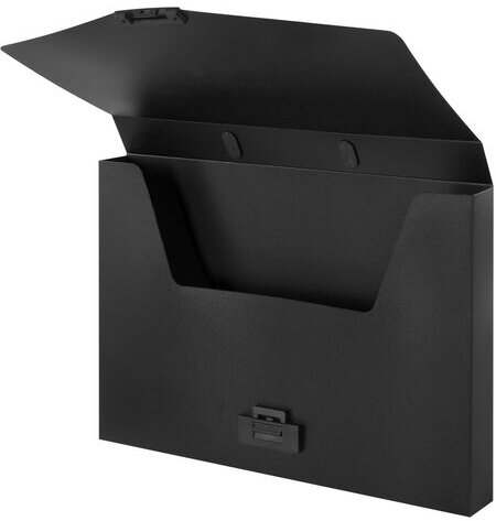 Портфель пластиковый STAFF А4 (320х225х36 мм), без отделений, черный, 229241