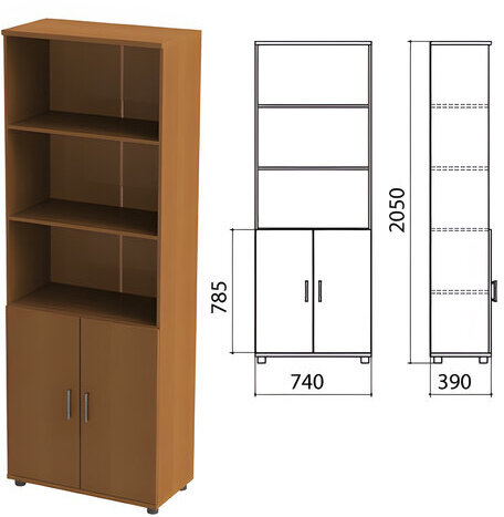 Шкаф полузакрытый "Монолит", 740х390х2050 мм, цвет орех гварнери (КОМПЛЕКТ)