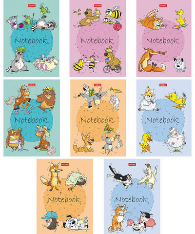 Блокнот МАЛЫЙ ФОРМАТ А6 (105х145 мм) 24 л., скоба, ламинированная бумага, HATBER, Животные, 24Б6В1