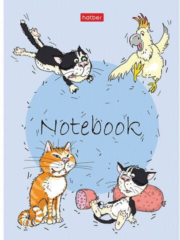 Блокнот МАЛЫЙ ФОРМАТ А6 (105х145 мм) 24 л., скоба, ламинированная бумага, HATBER, Животные, 24Б6В1