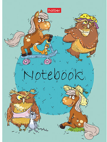 Блокнот МАЛЫЙ ФОРМАТ А6 (105х145 мм) 24 л., скоба, ламинированная бумага, HATBER, Животные, 24Б6В1