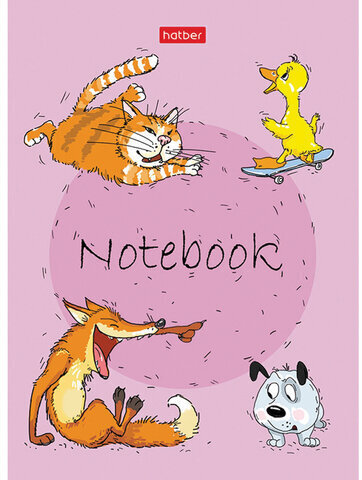 Блокнот МАЛЫЙ ФОРМАТ А6 (105х145 мм) 24 л., скоба, ламинированная бумага, HATBER, Животные, 24Б6В1