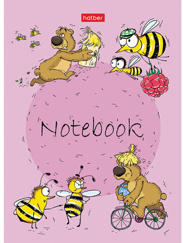 Блокнот МАЛЫЙ ФОРМАТ А6 (105х145 мм) 24 л., скоба, ламинированная бумага, HATBER, Животные, 24Б6В1