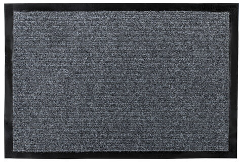 Коврик входной ворсовый влаго-грязезащитный LAIMA, 40х60 см, ребристый, толщина 7 мм, серый, 602861