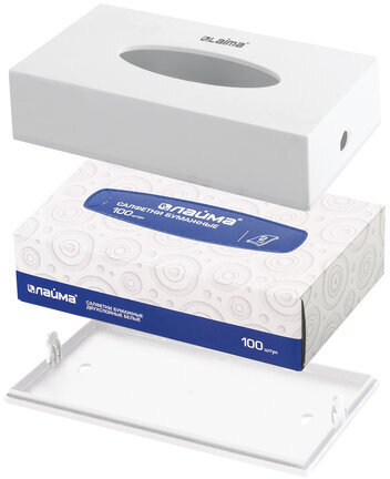 Диспенсер для косметических салфеток LAIMA CLASSIC, настольный/настенный, пластиковый, белый, 605392