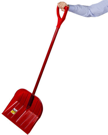 Лопата снегоуборочная ГРАНДМАСТЕР из ПОЛИКАРБОНАТА, ударопрочная, алюминиевый черенок, V образная ручка, ковш 44х38 см, высота в сборе 135см, 606625