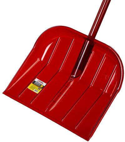 Лопата снегоуборочная ГРАНДМАСТЕР из ПОЛИКАРБОНАТА, ударопрочная, алюминиевый черенок, V образная ручка, ковш 44х38 см, высота в сборе 135см, 606625