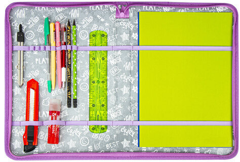 Папка для труда на молнии BRAUBERG А4 с ручкой, 1 отделение, картон, органайзер, "Charming kitten", 270991