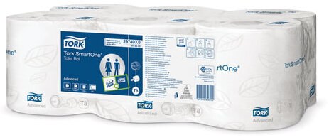 Бумага туалетная 207 м, TORK (Система T8) SmartOne, комплект 6 шт., Advanced, 2-слойная, белая, 472242