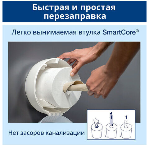 Бумага туалетная 207 м, TORK (Система T8) SmartOne, комплект 6 шт., Advanced, 2-слойная, белая, 472242
