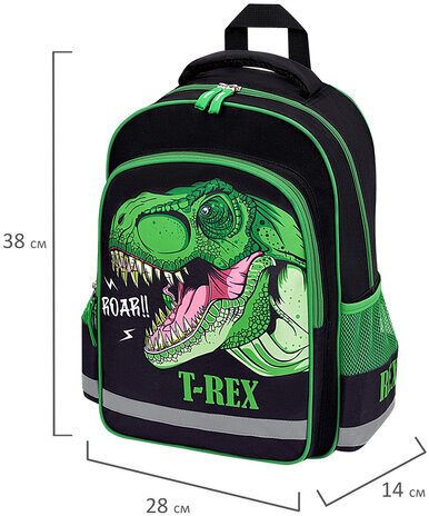 Рюкзак ПИФАГОР SCHOOL, 1 отделение, 3 кармана, "Dino roar", 38x28х14 см, 272080