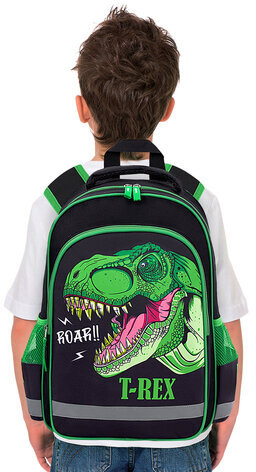 Рюкзак ПИФАГОР SCHOOL, 1 отделение, 3 кармана, "Dino roar", 38x28х14 см, 272080