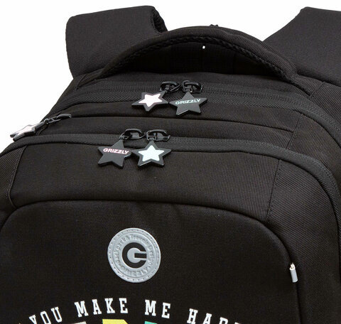 Рюкзак GRIZZLY школьный, анатомическая спинка, 2 отделения, для девочек, HAPPY, 39х26х17 см, RG-466-5/1