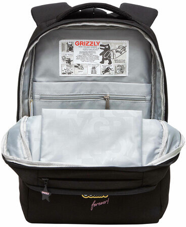Рюкзак GRIZZLY школьный, анатомическая спинка, 2 отделения, для девочек, HAPPY, 39х26х17 см, RG-466-5/1