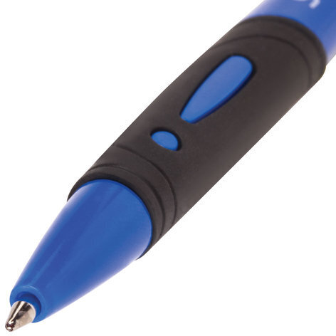 Ручка шариковая автоматическая с грипом STAFF "Manager" BPR-246, СИНЯЯ, корпус синий, линия письма 0,35 мм, 142492