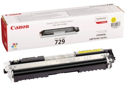 Картридж лазерный CANON (729Y) LBP7010C/7018C, желтый, ресурс 1000 страниц, оригинальный, 4367b002