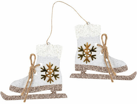 Набор елочных украшений "Фигуристка", 6 шт., дерево, цвет: красный / белый, ЗОЛОТАЯ СКАЗКА, 592003