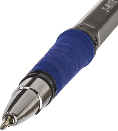 Ручка шариковая масляная с грипом BRAUBERG "i-Rite GT PRO", СИНЯЯ, корпус тонирированный черный, узел 0,4 мм, 143303