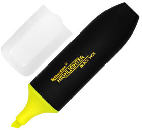 Текстовыделитель BRAUBERG &quot;BLACK JACK&quot;, ЖЕЛТЫЙ, линия 1-5 мм, 151894