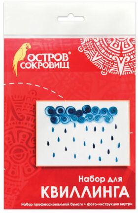 Набор для квиллинга детский, 4 цвета, 28 полос, с эскизом, &quot;Дождик&quot;, ОСТРОВ СОКРОВИЩ, 661115