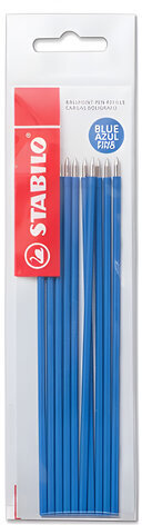 Стержни шариковые STABILO, НАБОР 10 шт., "Liner", 135 мм, СИНИЕ, узел 0,7 мм, линия письма 0,3 мм, 029F/10/41